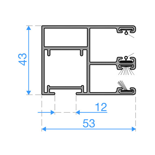 Rollladen Führungsschiene 53/43 IS (mit integrierter Insektenschutzgitter-Führung)